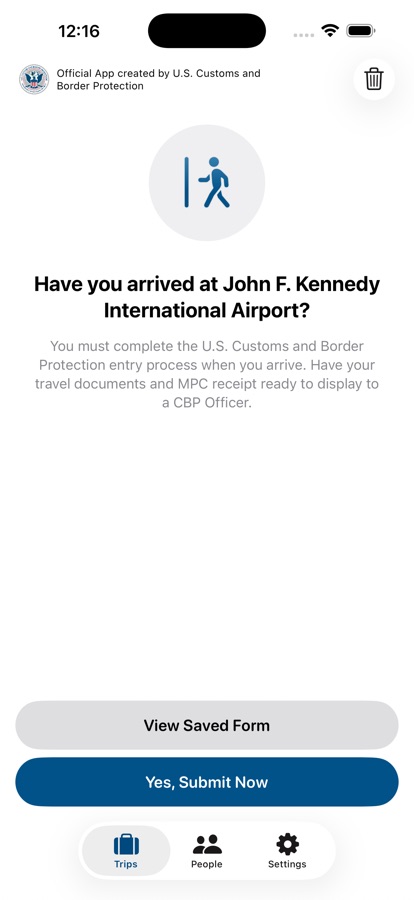 ホノルル空港到着後のMPC送信画面(Have you arrived at Airport?)